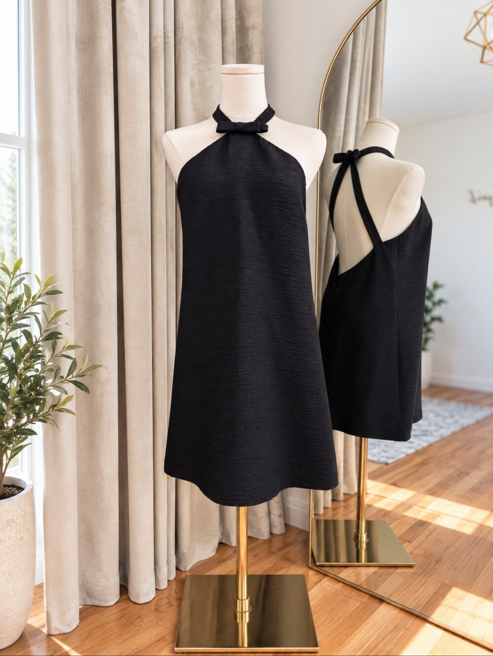 ALEXIS Sasha Dress | Open Back Bow Mini | Wedding Guest Cocktail Dress | Size M
